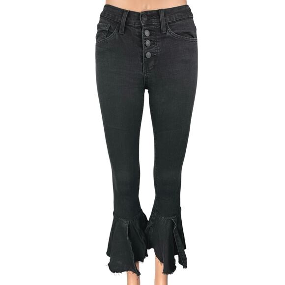 Flying Monkey Black Button Fly Flared Bootcut Bell Bottom Denim Jeans Size 24 - Picture 1 of 5